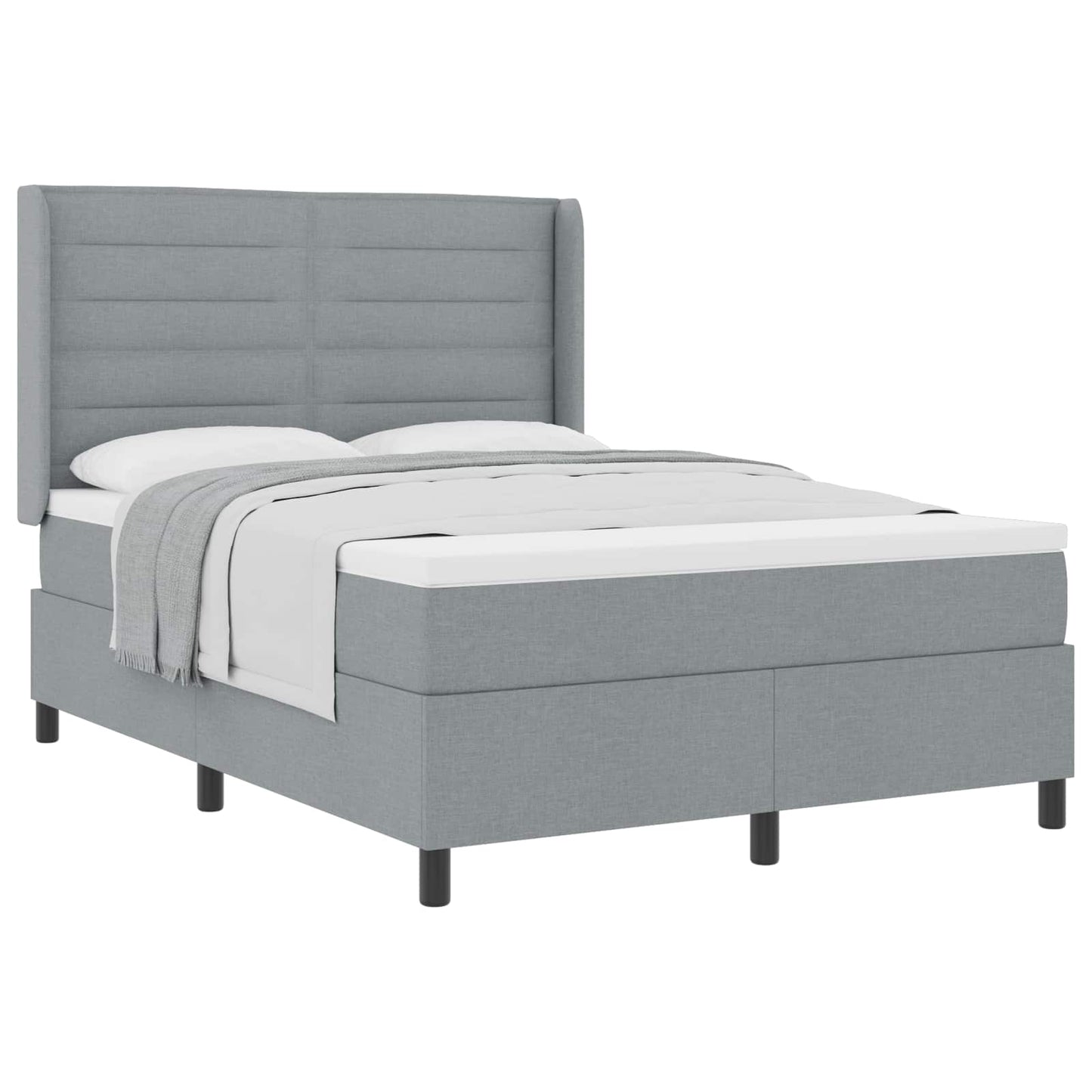 Box spring seng med pude Lysegrå 200 x 160 cm Stof
