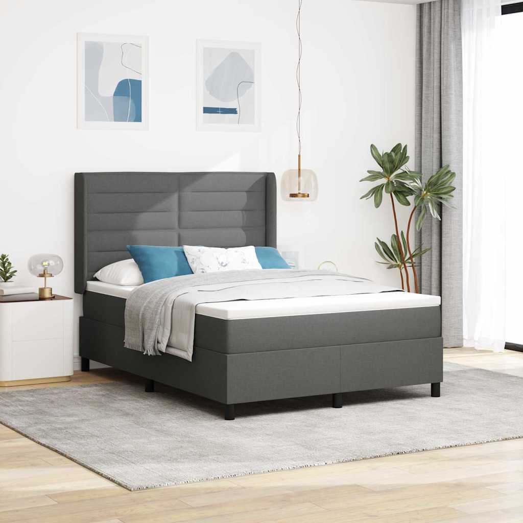 Box spring seng med pude Mørkegrå 200 x 160 cm Stof