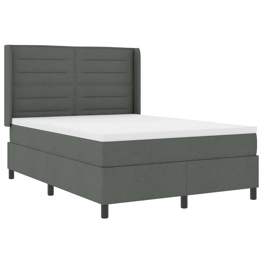 Box spring seng med pude Mørkegrå 200 x 160 cm Stof
