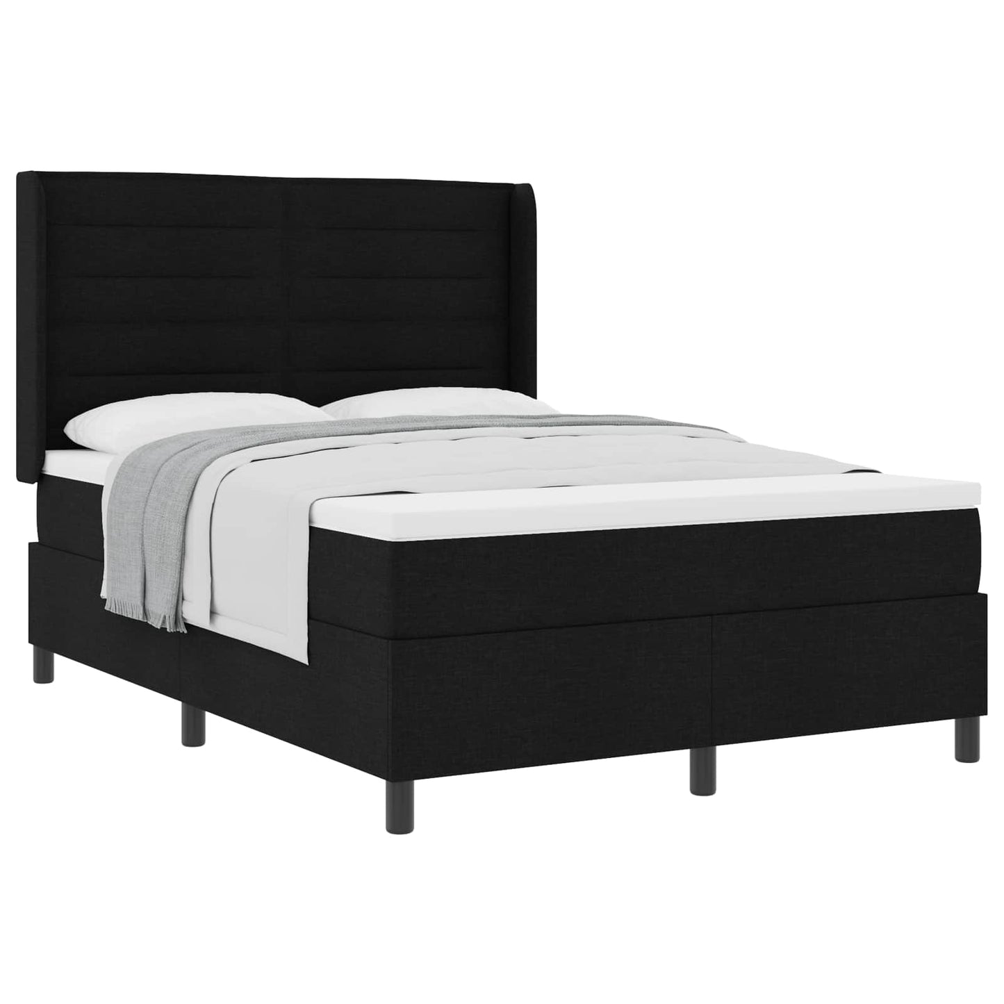 Box spring seng med pude med hovedgærde Sort 200 x 160 cm Stof