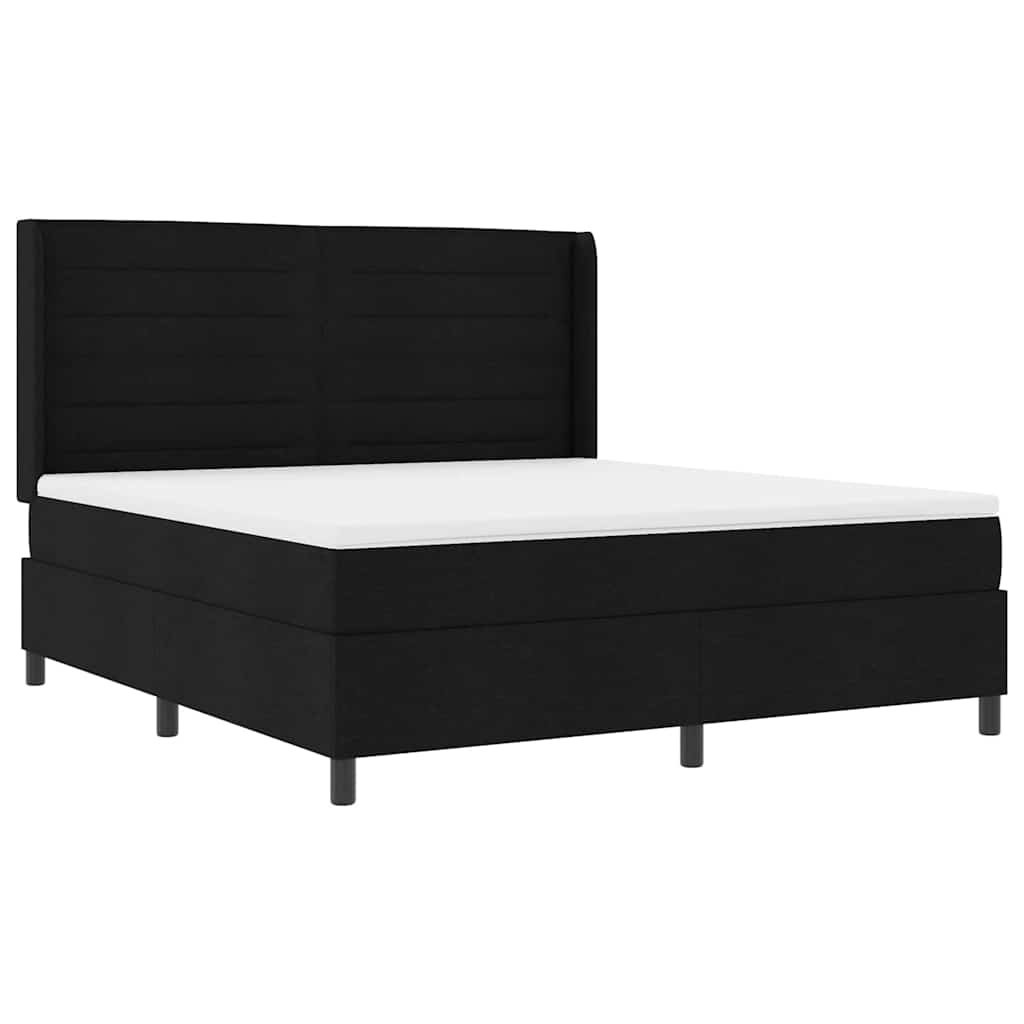 Box spring seng med pude med hovedgærde Sort 200 x 180 cm Stof