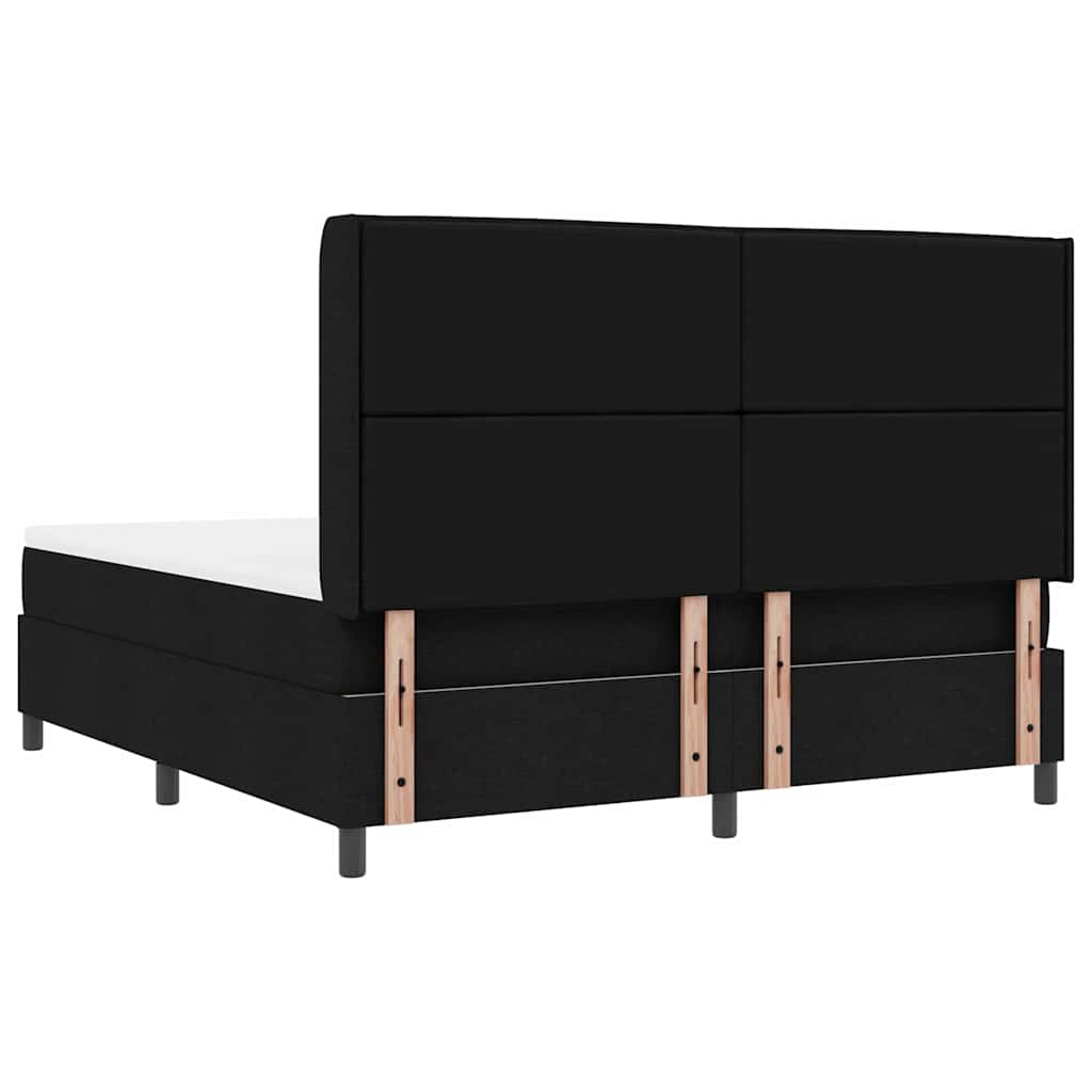 Box spring seng med pude med hovedgærde Sort 200 x 180 cm Stof