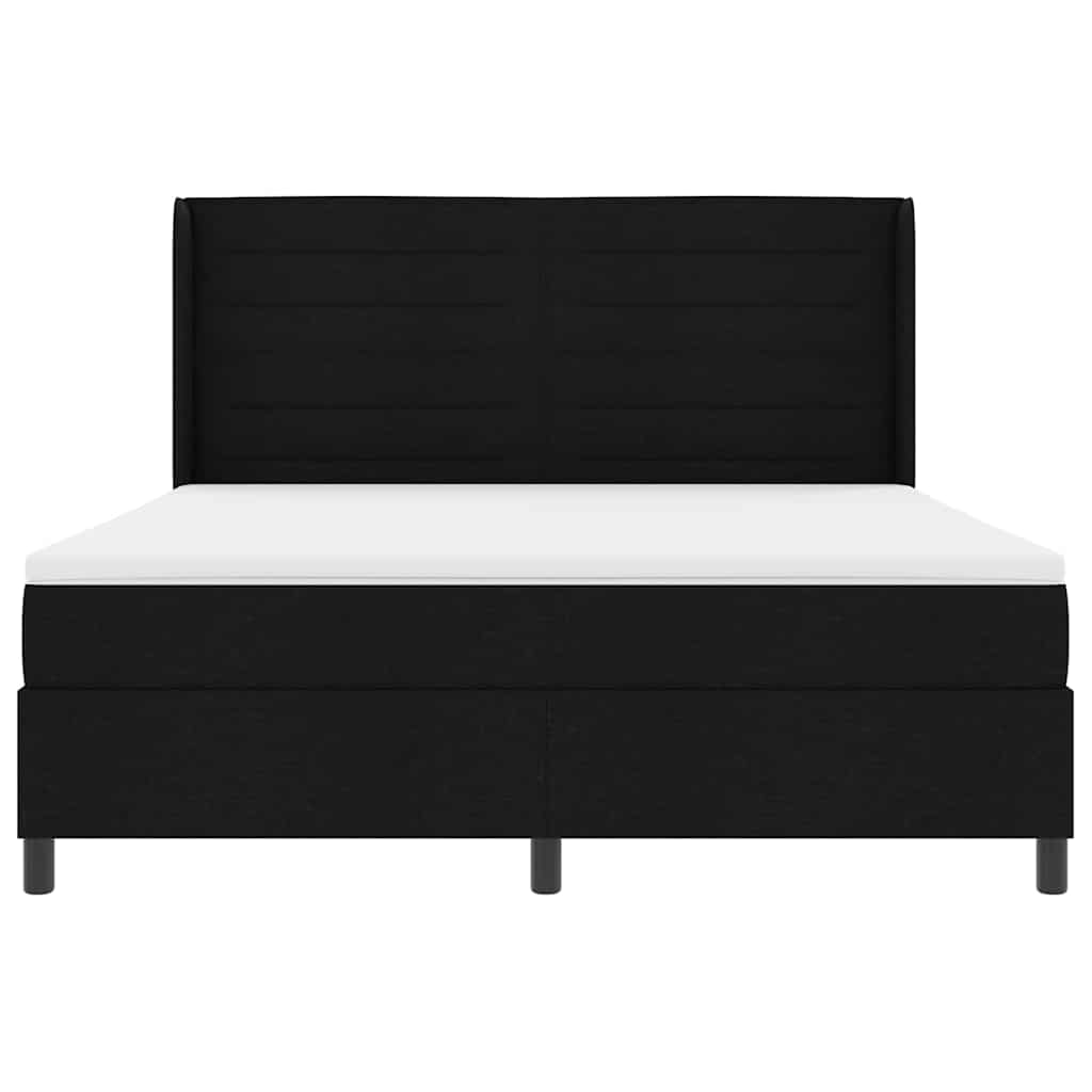 Box spring seng med pude med hovedgærde Sort 200 x 180 cm Stof