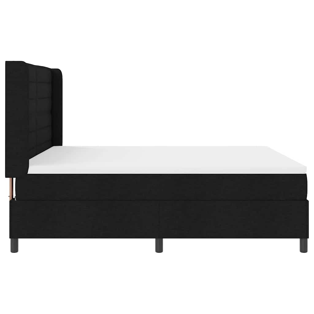 Box spring seng med pude med hovedgærde Sort 200 x 180 cm Stof