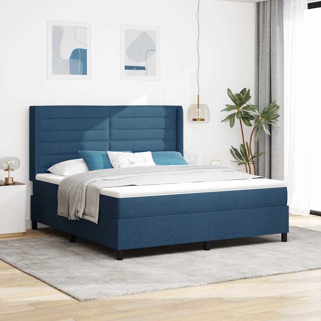 Box spring seng med pude med hovedgærde Blå 200 x 180 cm Stof