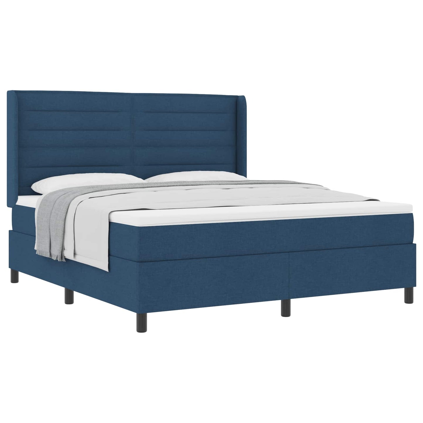 Box spring seng med pude med hovedgærde Blå 200 x 180 cm Stof