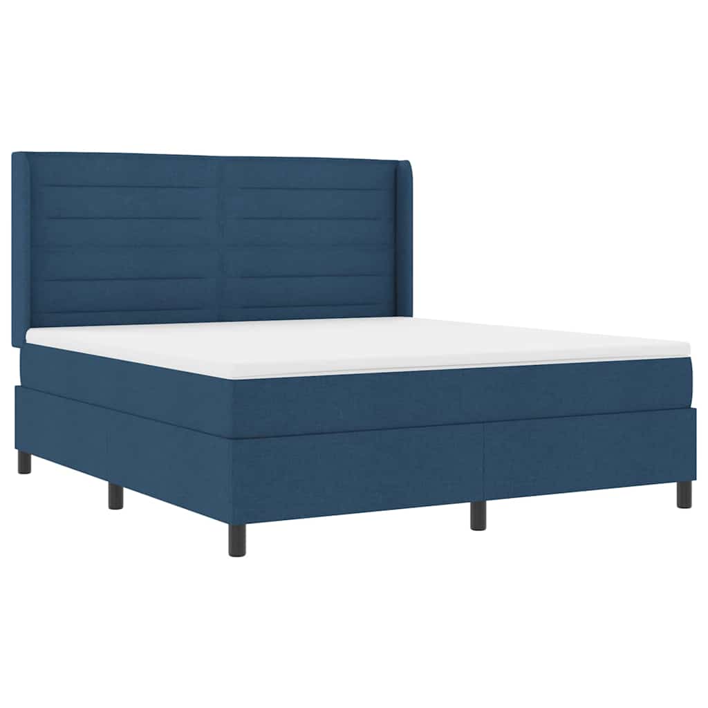 Box spring seng med pude med hovedgærde Blå 200 x 180 cm Stof