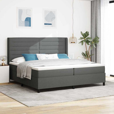 Box spring seng med madras Mørkegrå 200 x 200 cm Stof