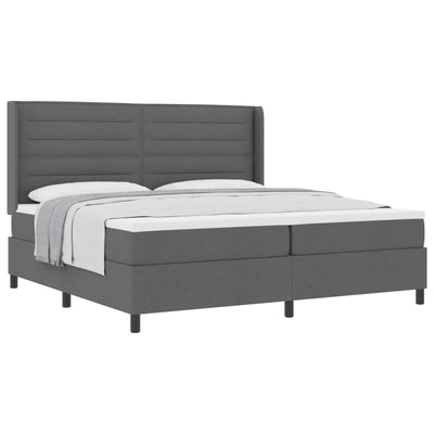 Box spring seng med madras Mørkegrå 200 x 200 cm Stof
