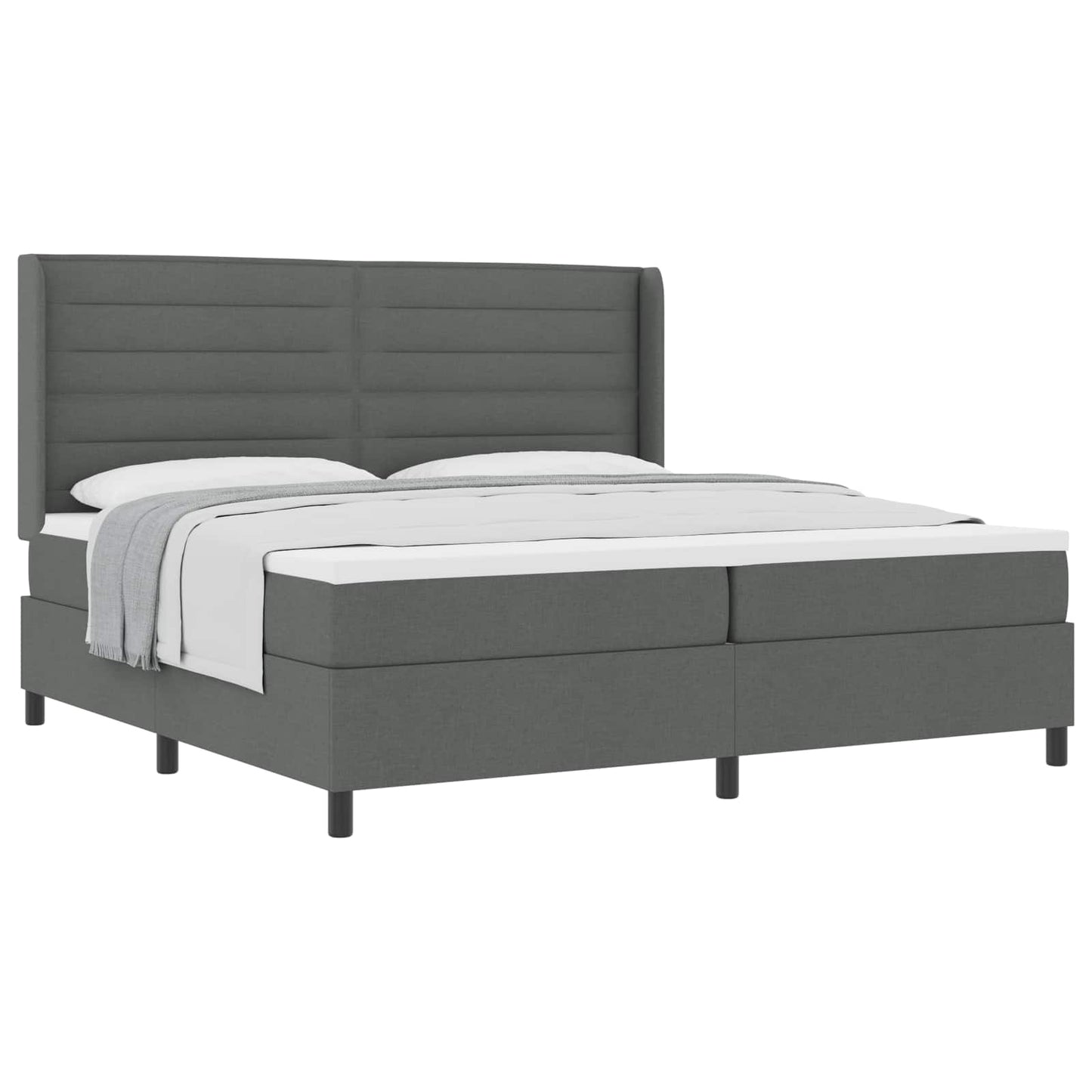 Box spring seng med pude Mørkegrå 200 x 200 cm Stof