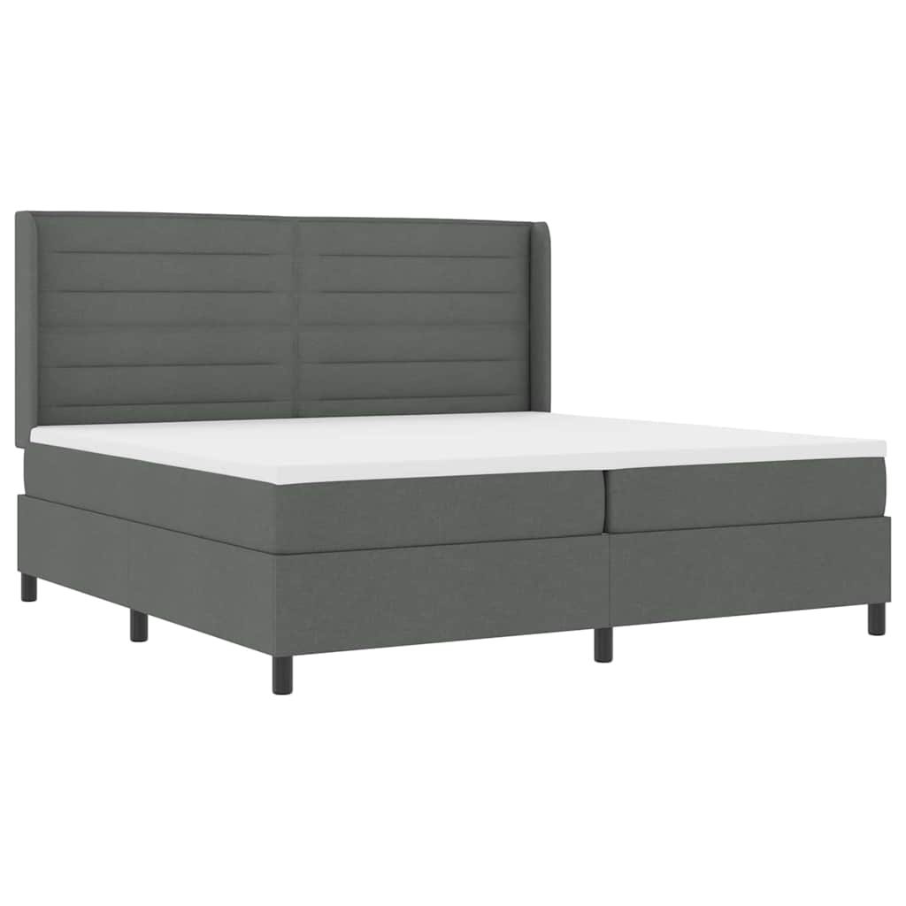 Box spring seng med pude Mørkegrå 200 x 200 cm Stof