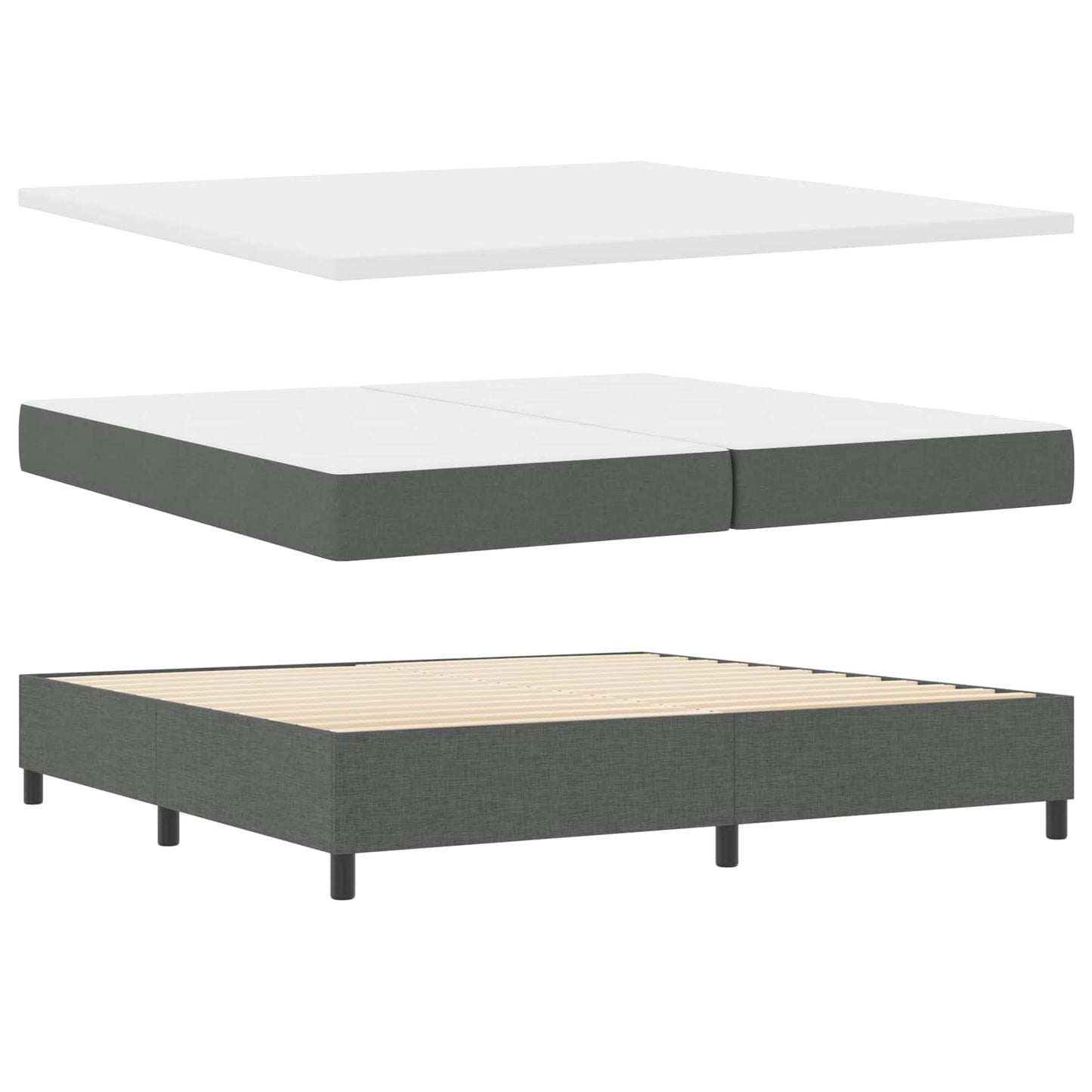Box spring seng med pude Mørkegrå 200 x 200 cm Stof