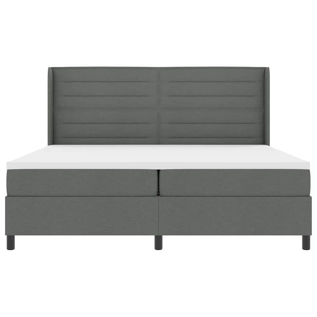Box spring seng med pude Mørkegrå 200 x 200 cm Stof