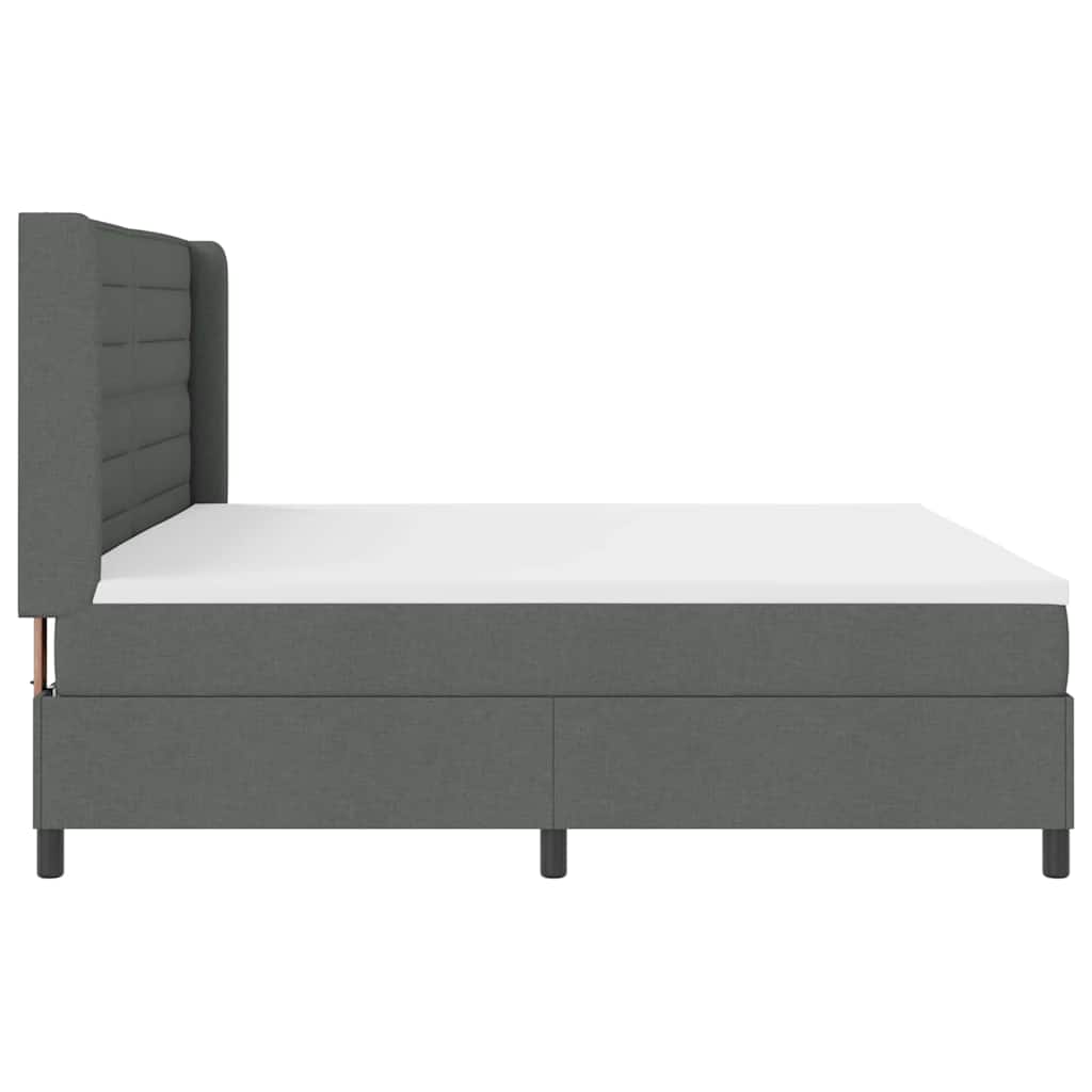 Box spring seng med pude Mørkegrå 200 x 200 cm Stof