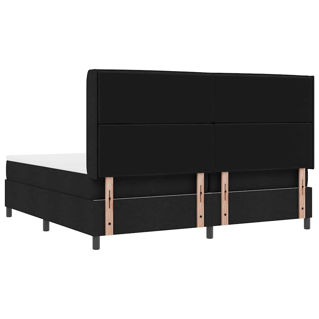 Box spring seng med madras Sort 200 x 200 cm Stof