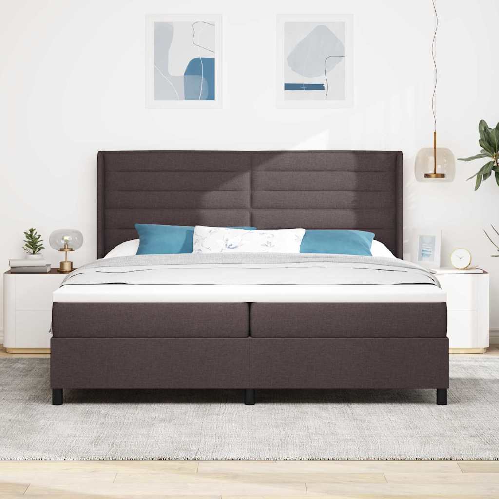 Box spring seng med madras Mørk Brun 200 x 200 cm Stof
