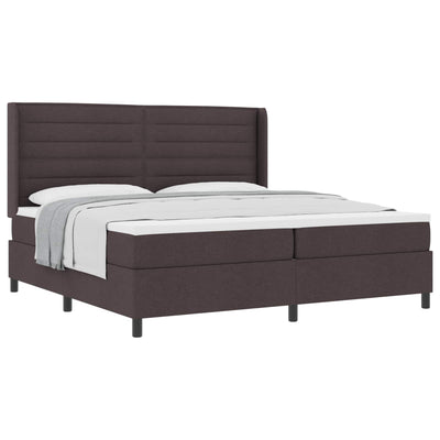 Box spring seng med madras Mørk Brun 200 x 200 cm Stof