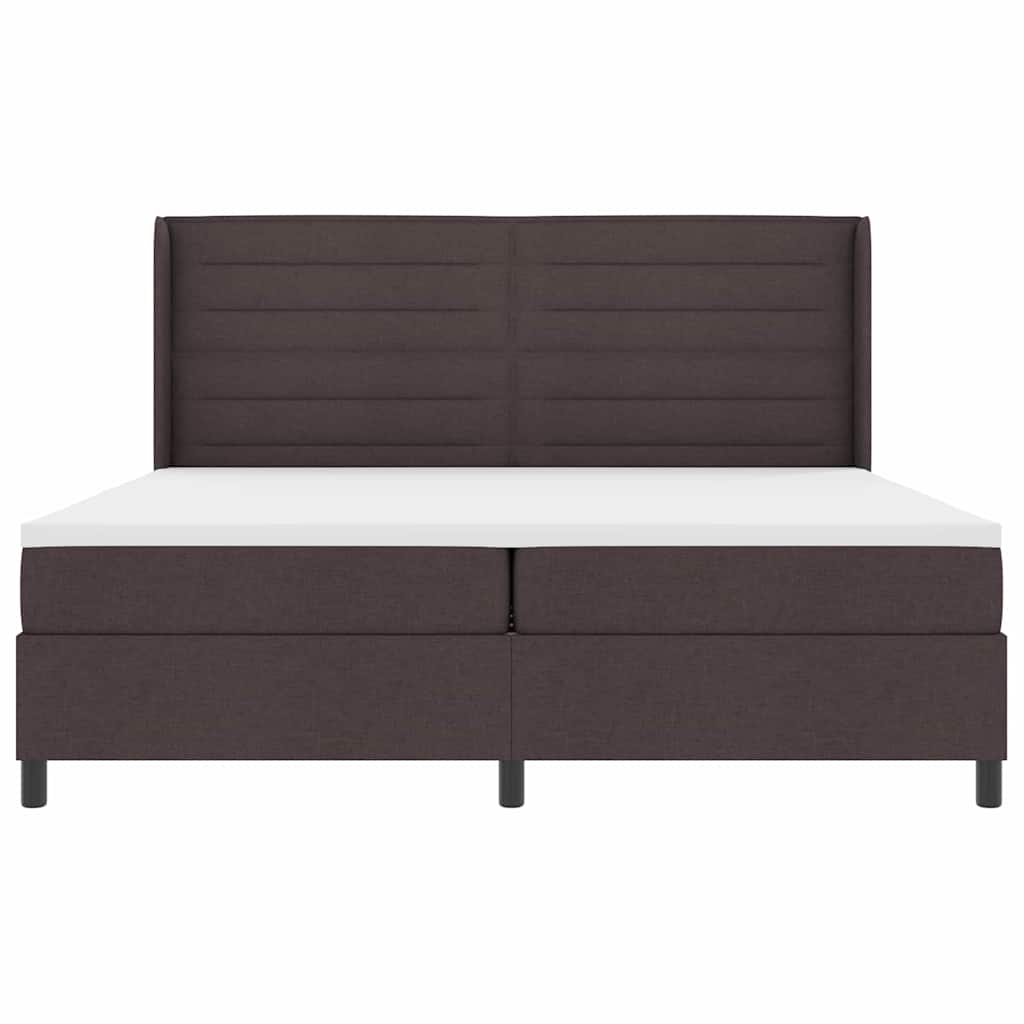 Box spring seng med madras Mørk Brun 200 x 200 cm Stof