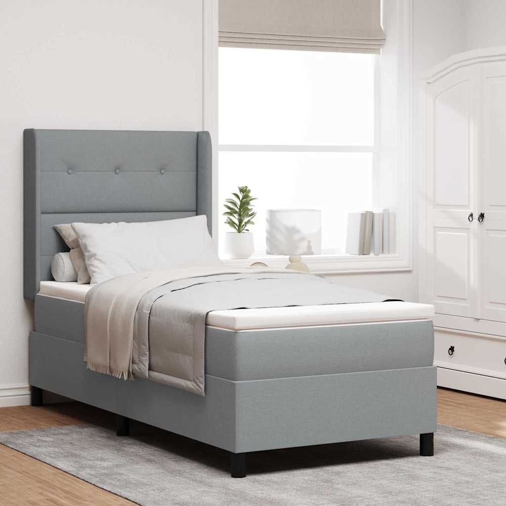 Box spring seng med pude Lysegrå 200 x 80 cm Stof