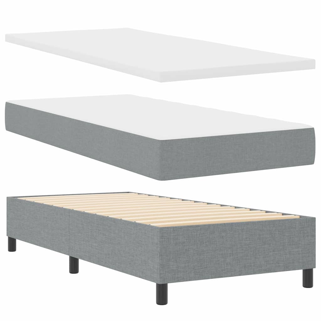 Box spring seng med pude Lysegrå 200 x 80 cm Stof