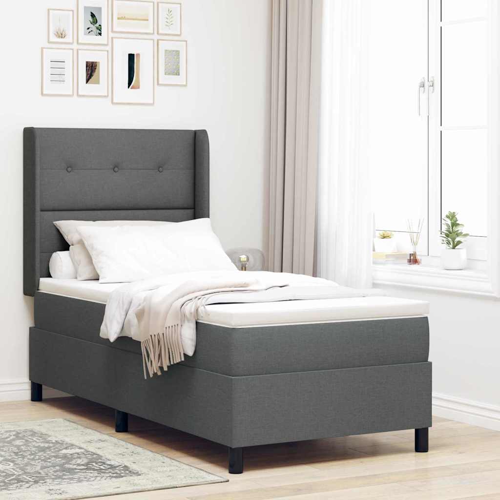 Box spring seng med pude Mørkegrå 200 x 80 cm Stof