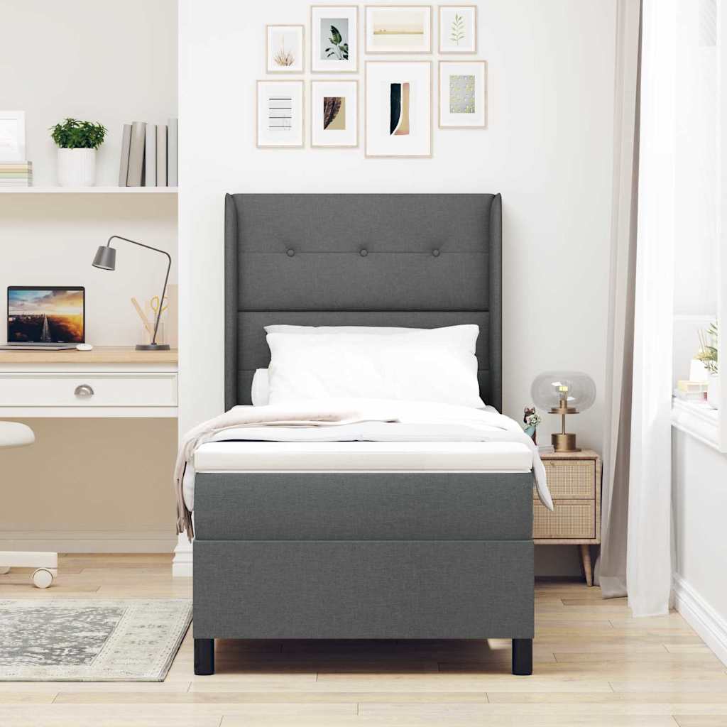 Box spring seng med pude Mørkegrå 200 x 80 cm Stof