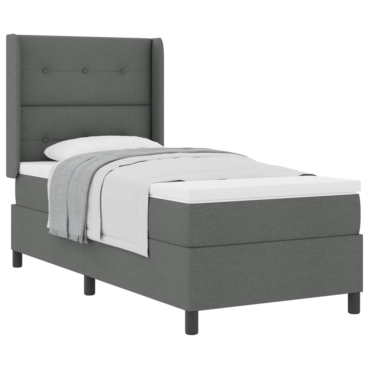 Box spring seng med pude Mørkegrå 200 x 80 cm Stof