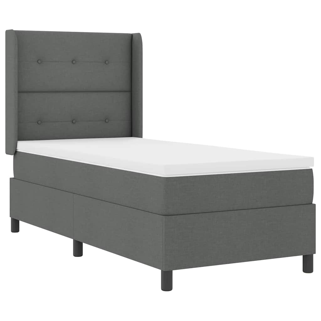 Box spring seng med pude Mørkegrå 200 x 80 cm Stof