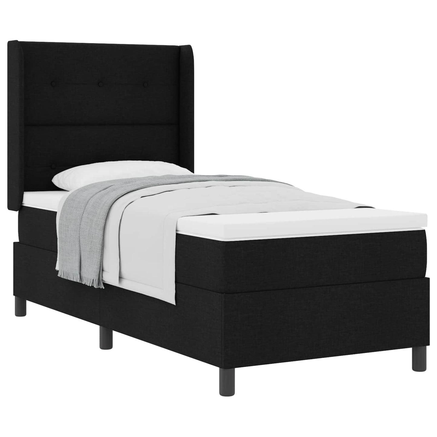 Box spring seng med pude med hovedgærde Sort 200 x 80 cm Stof