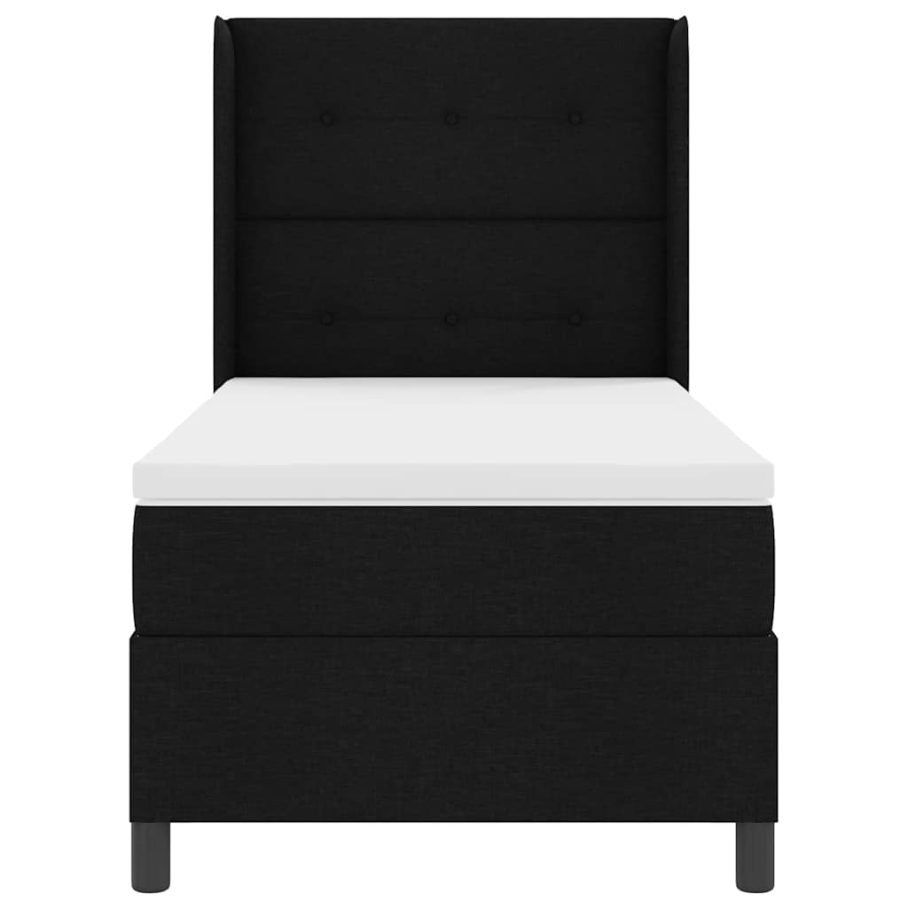 Box spring seng med pude med hovedgærde Sort 200 x 80 cm Stof