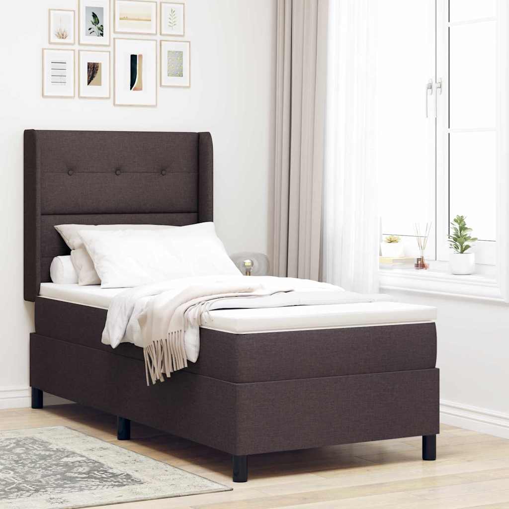 Box spring seng med pude Mørk Brun 200 x 80 cm Stof