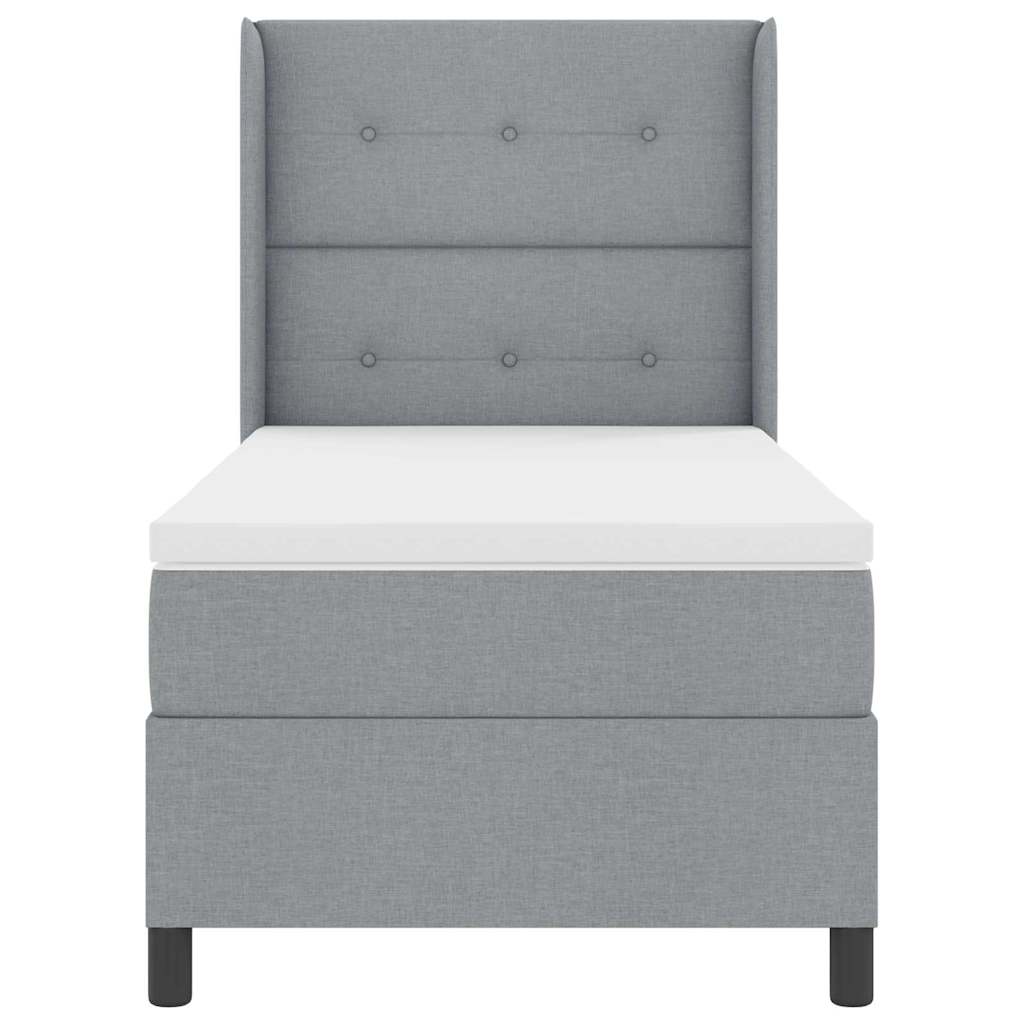 Box spring seng med pude Lysegrå 190 x 90 cm Stof