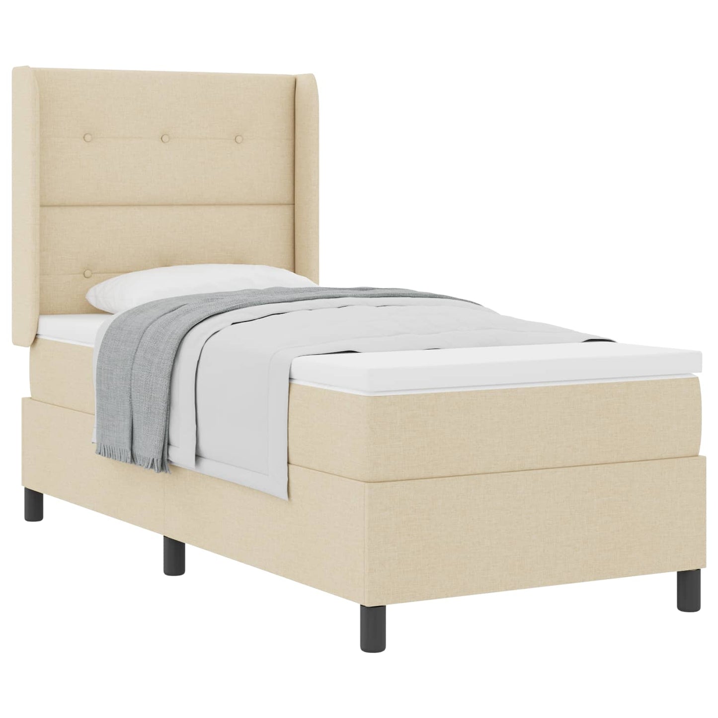 Box spring seng med pude med hovedgærde Creme 190 x 90 cm Stof