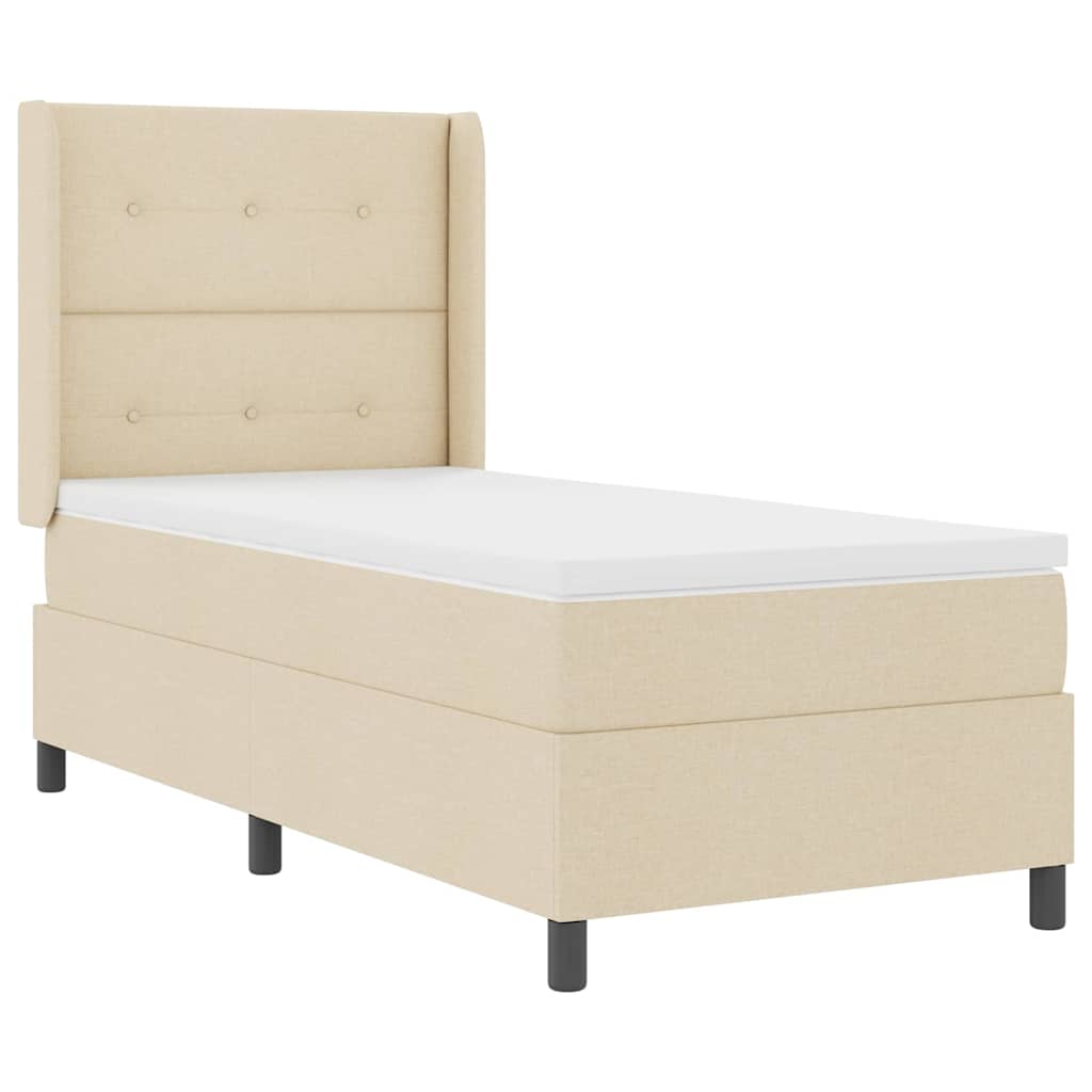 Box spring seng med pude med hovedgærde Creme 190 x 90 cm Stof