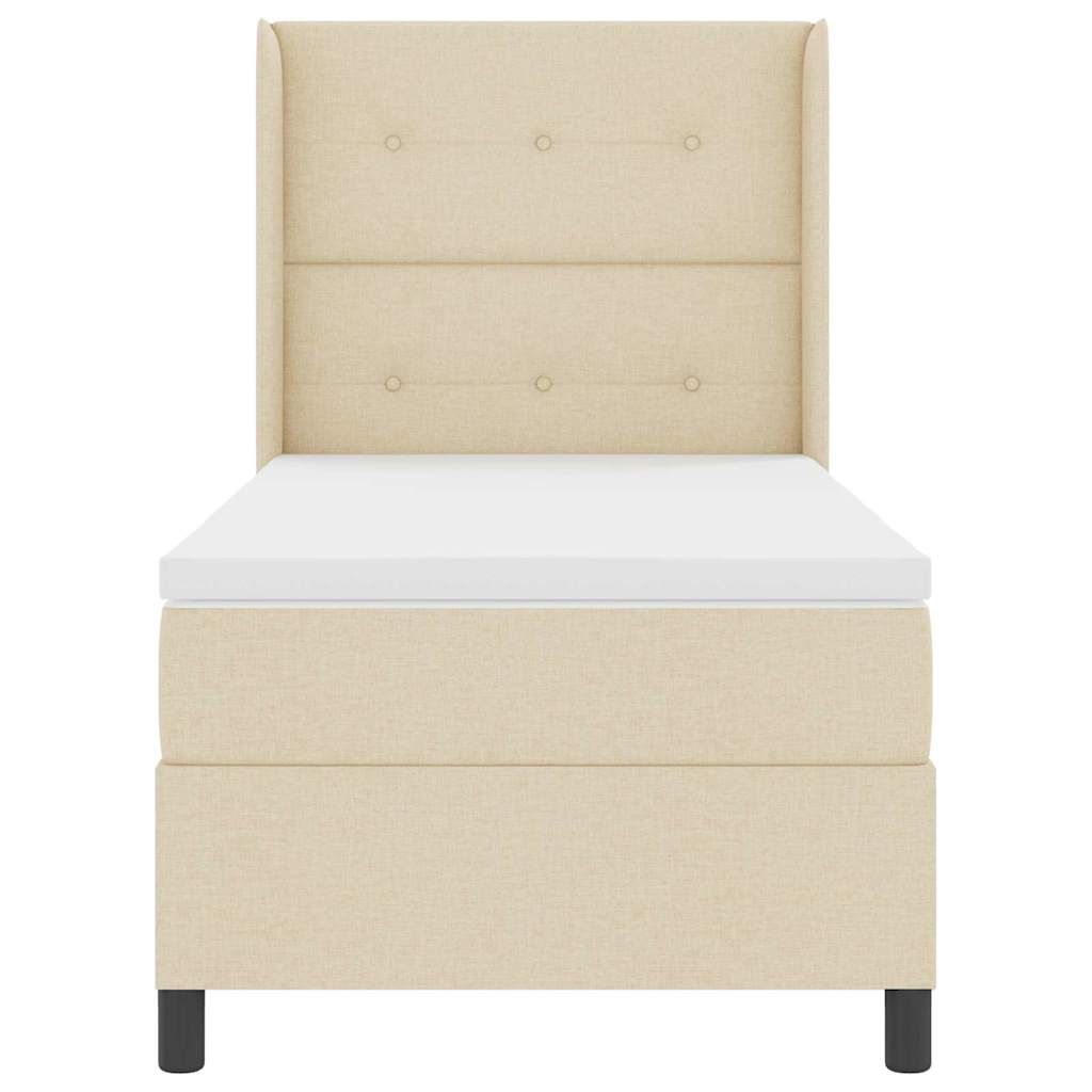 Box spring seng med pude med hovedgærde Creme 190 x 90 cm Stof