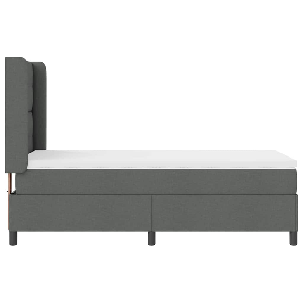 Box spring seng med pude Mørkegrå 200 x 90 cm Stof