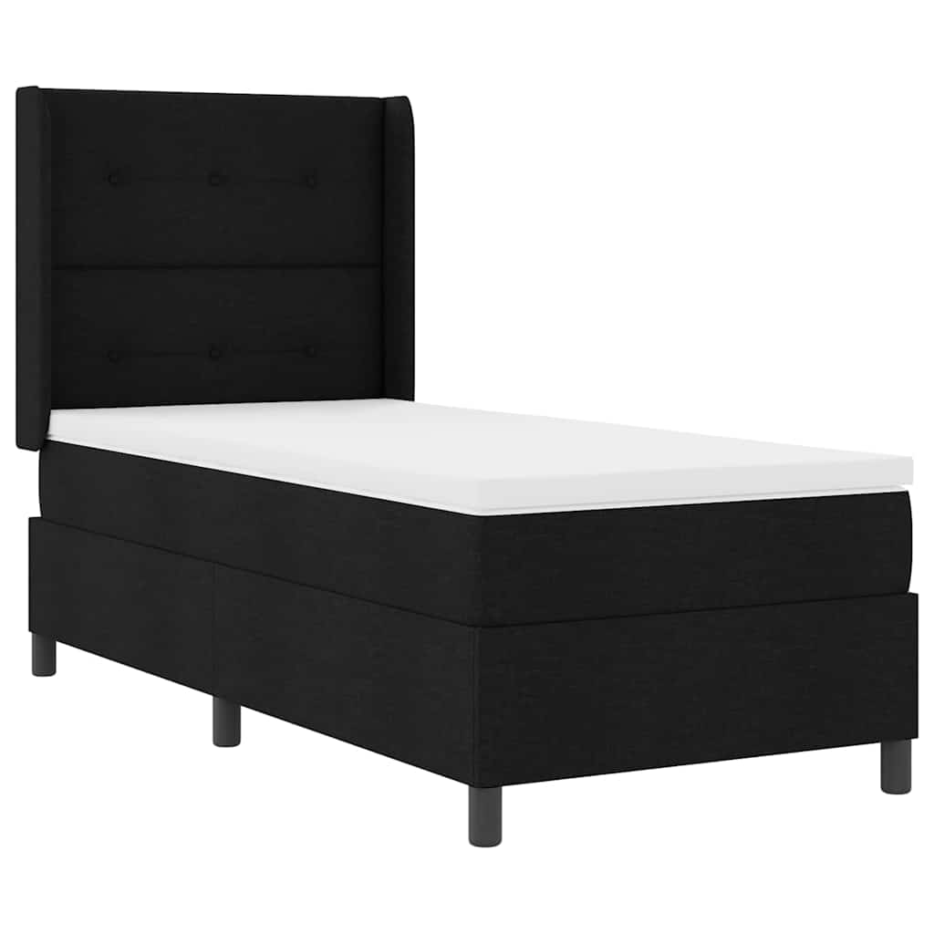 Box spring seng med pude med hovedgærde Sort 200 x 90 cm Stof