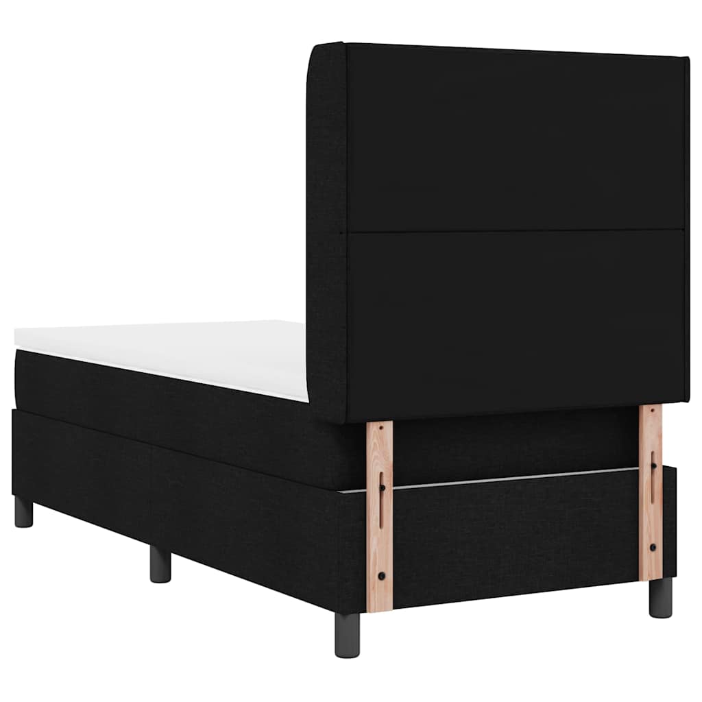 Box spring seng med pude med hovedgærde Sort 200 x 90 cm Stof
