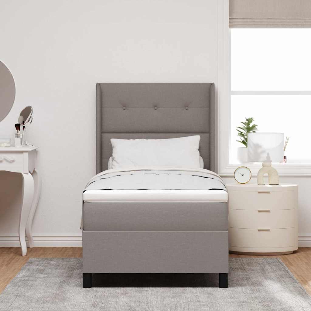 Box spring seng med pude Gråbrun 200 x 90 cm Stof