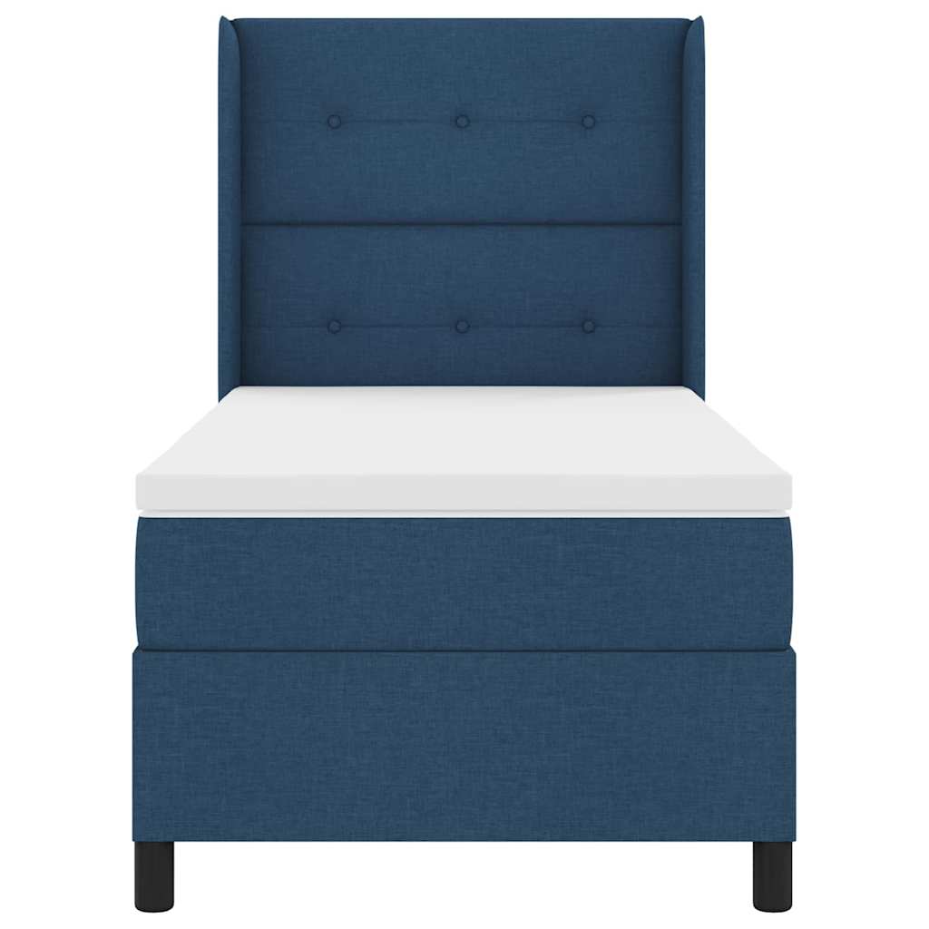 Box spring seng med pude med hovedgærde Blå 200 x 100 cm Stof