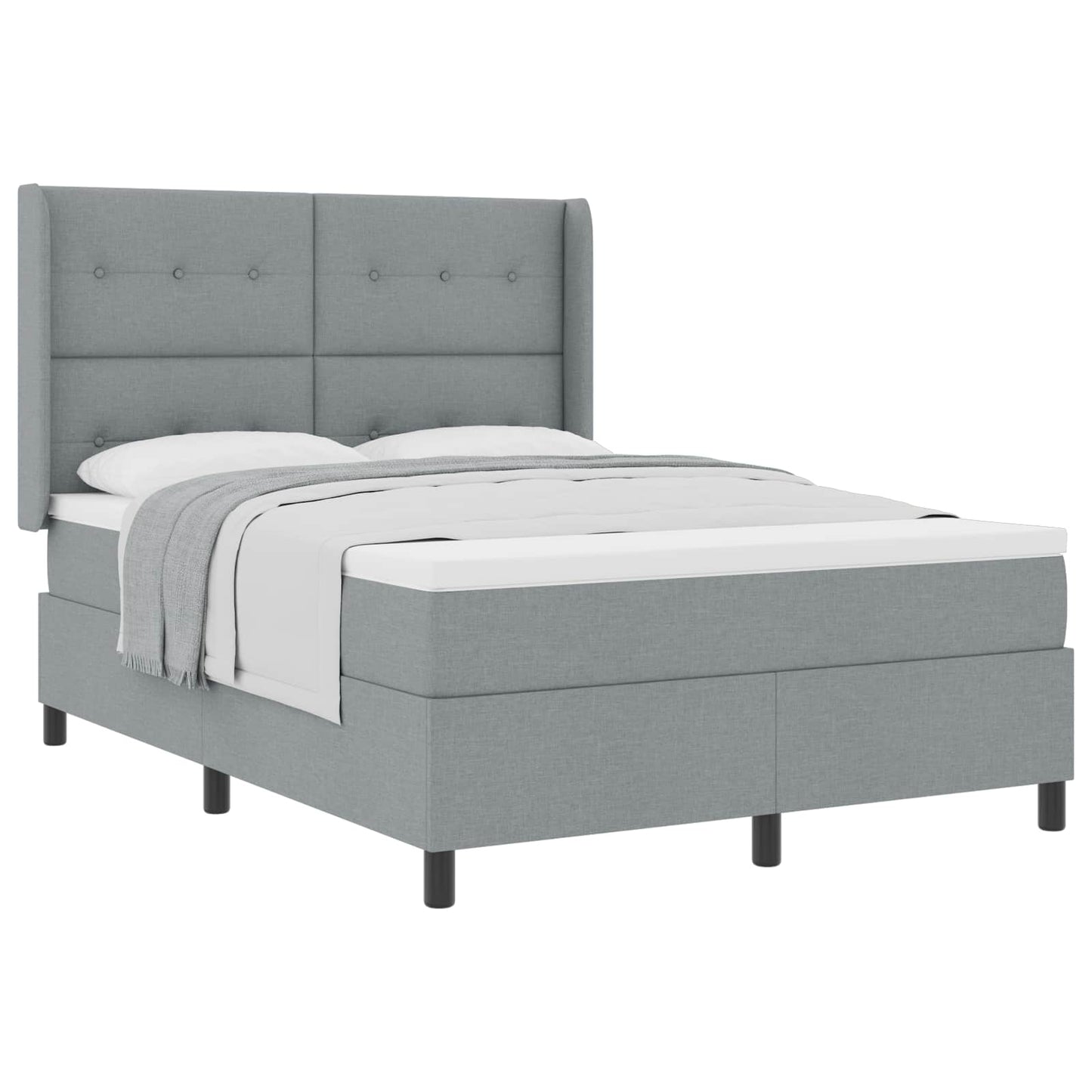 Box spring seng med pude Lysegrå 190 x 140 cm Stof