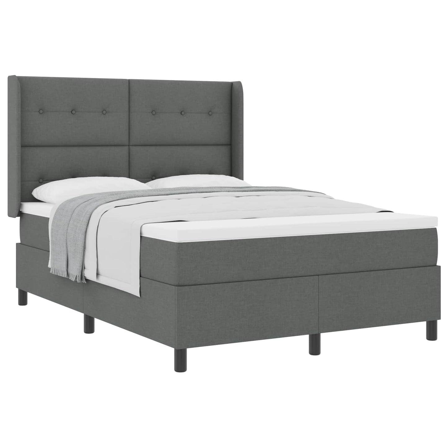 Box spring seng med pude Mørkegrå 190 x 140 cm Stof
