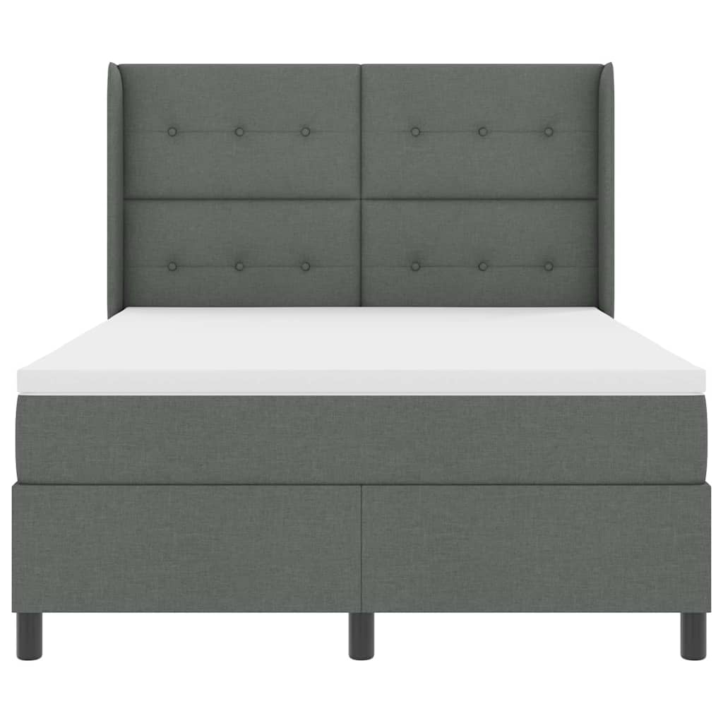 Box spring seng med pude Mørkegrå 190 x 140 cm Stof
