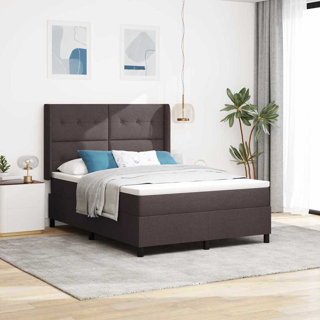 Box spring seng med pude Mørk Brun 190 x 140 cm Stof
