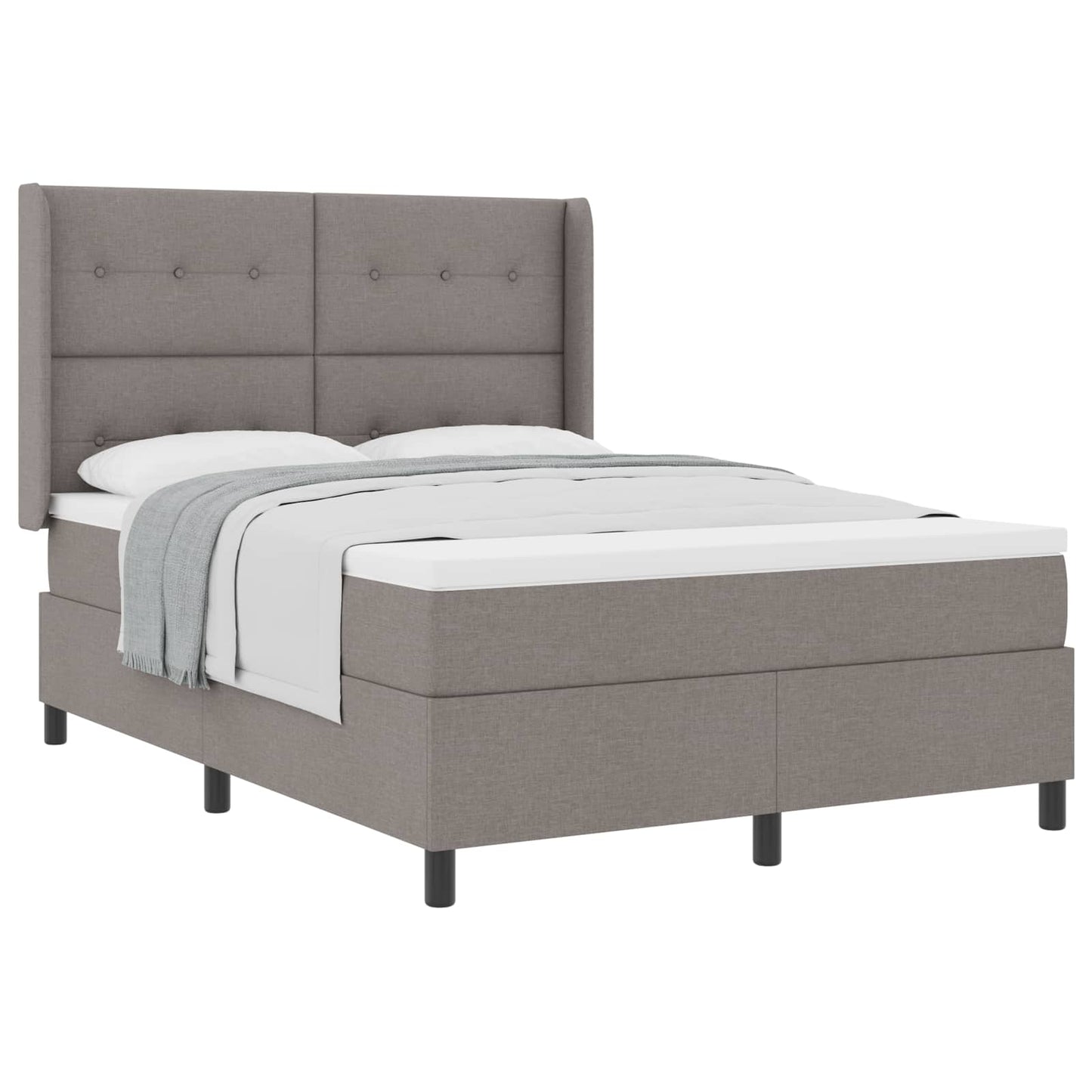 Box spring seng med pude Gråbrun 190 x 140 cm Stof