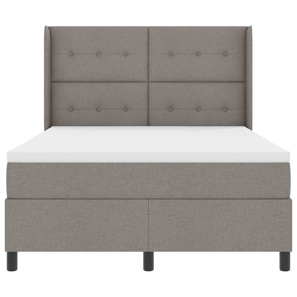 Box spring seng med pude Gråbrun 190 x 140 cm Stof