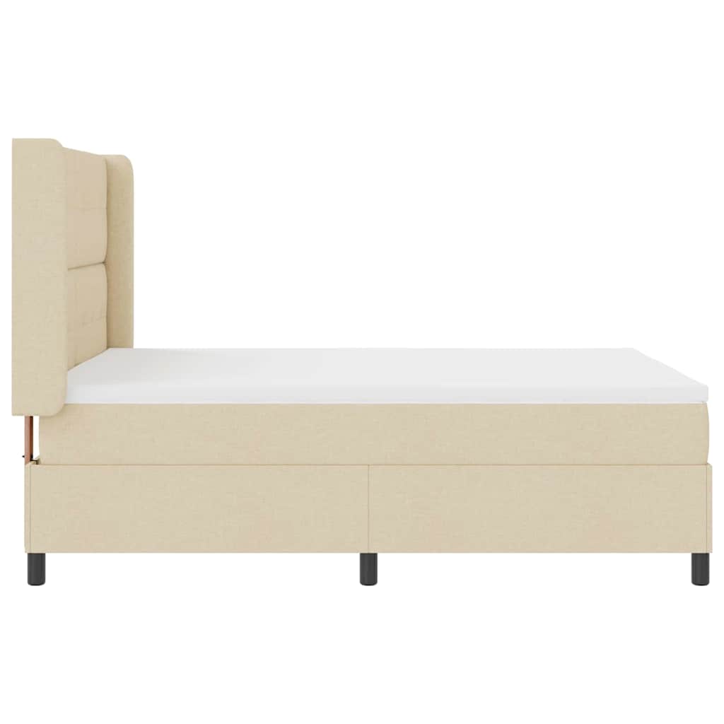 Box spring seng med pude med hovedgærde Creme 190 x 140 cm Stof