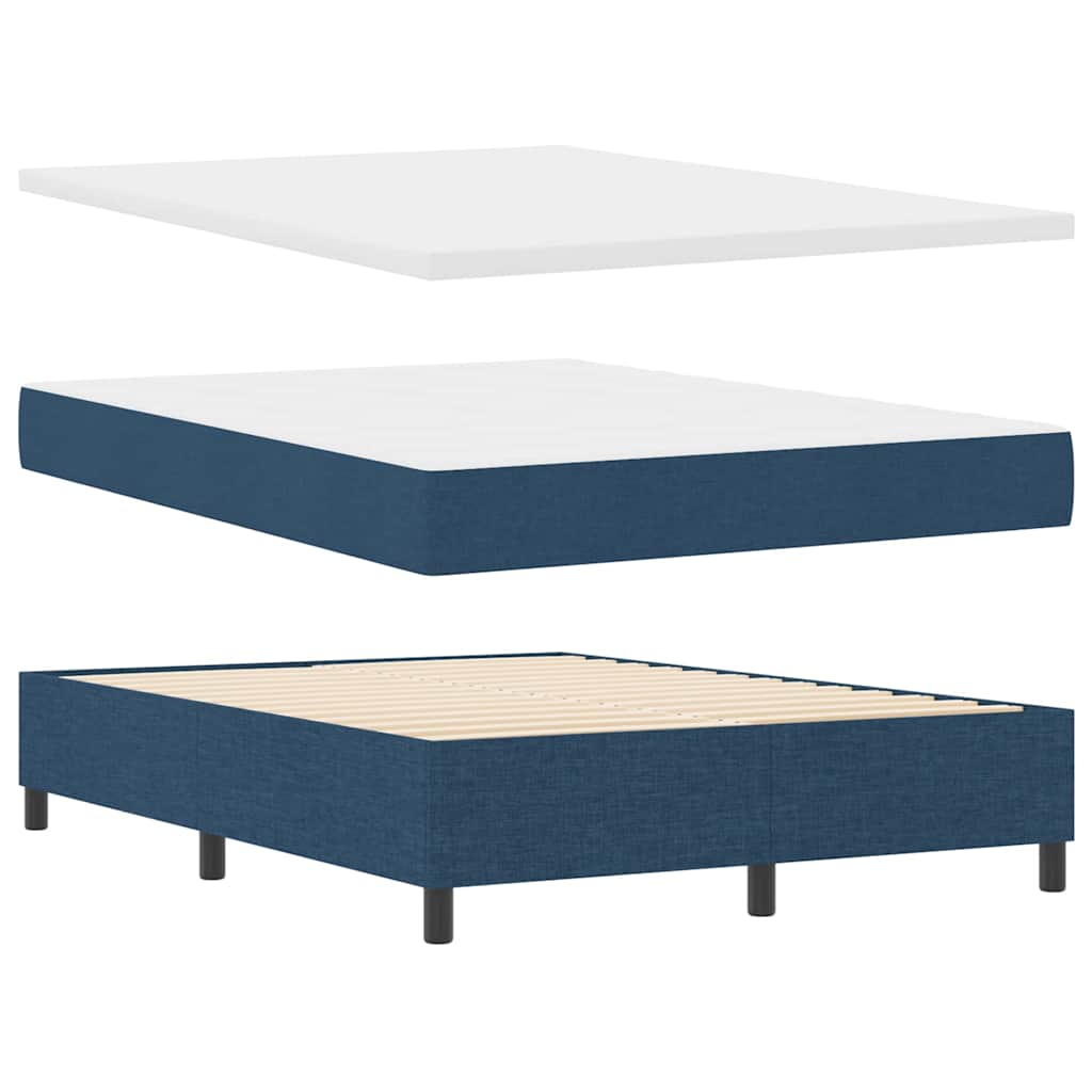 Box spring seng med pude med hovedgærde Blå 190 x 140 cm Stof