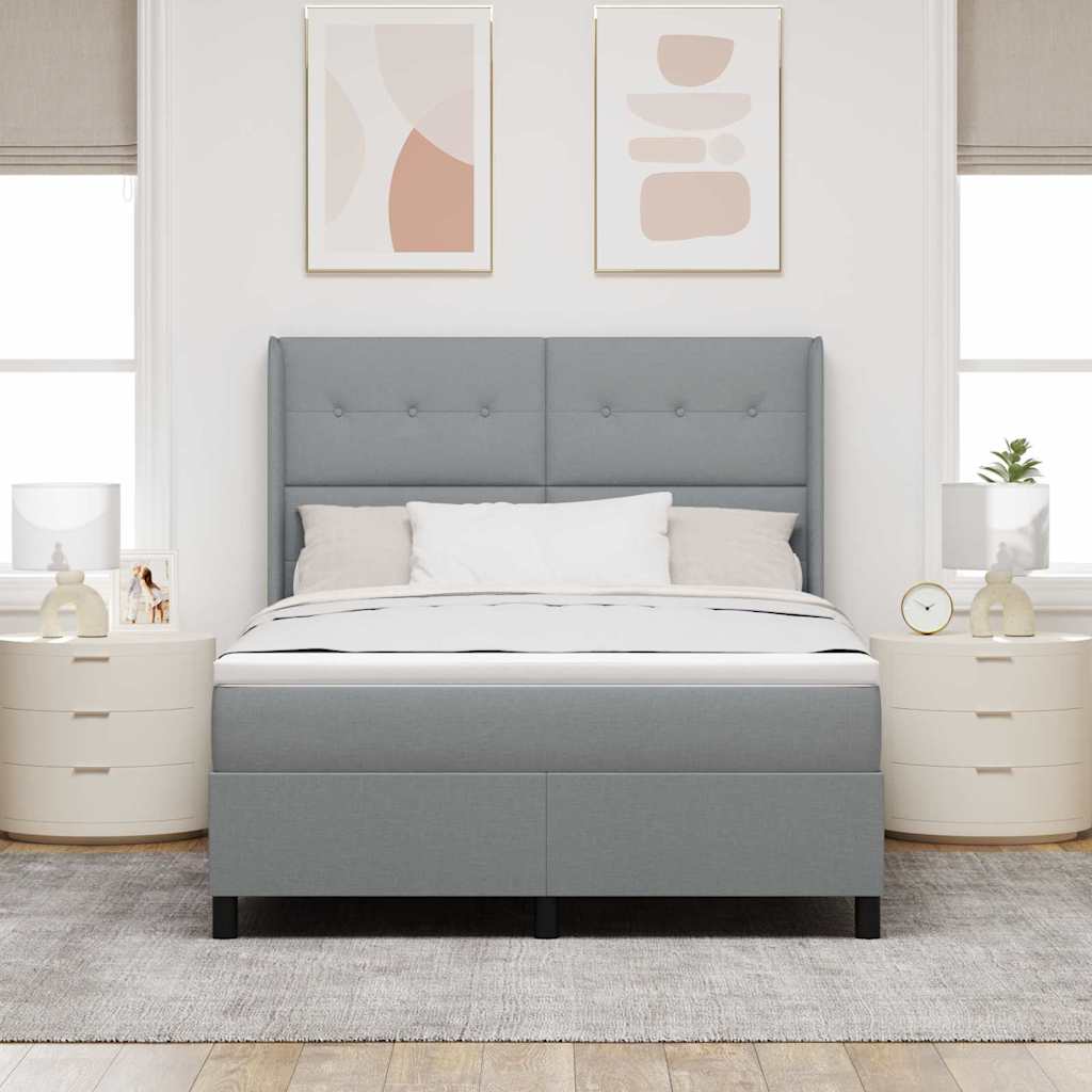Box spring seng med pude Lysegrå 200 x 140 cm Stof