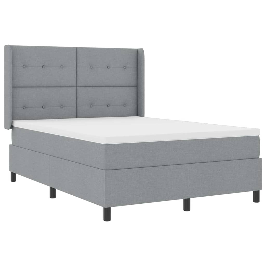 Box spring seng med pude Lysegrå 200 x 140 cm Stof